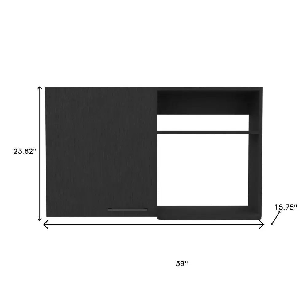 39" Black Wood Wall Mounted Accent Cabinet With Single Door - NOBLE HOME INTERIORS