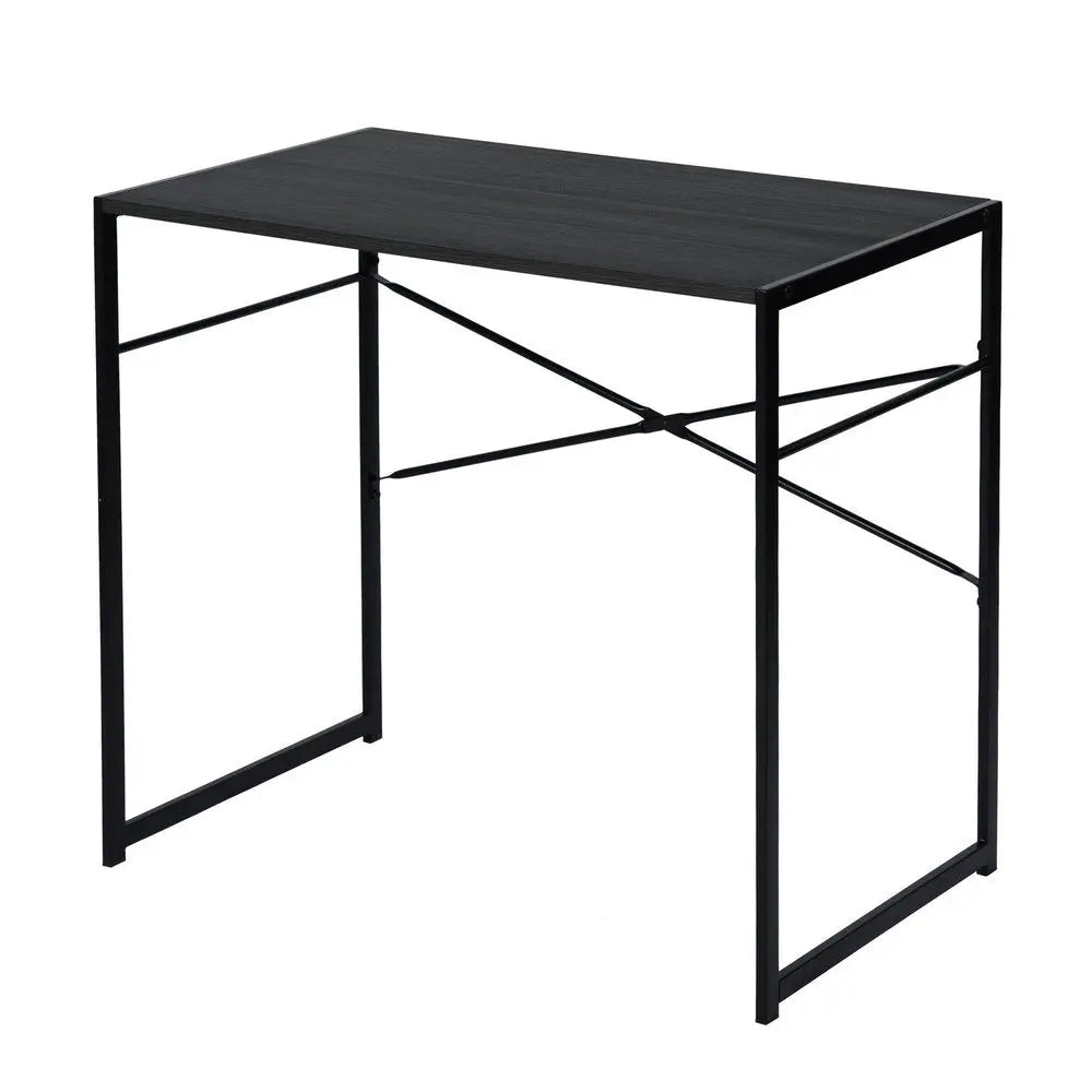 39" Brown and Black Wood and Metal H - Shape Computer Desk - NOBLE HOME INTERIORS