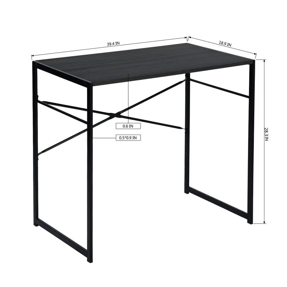 39" Brown and Black Wood and Metal H - Shape Computer Desk - NOBLE HOME INTERIORS