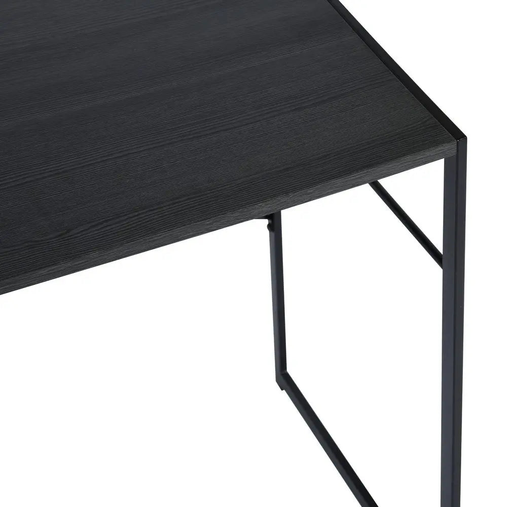 39" Brown and Black Wood and Metal H - Shape Computer Desk - NOBLE HOME INTERIORS