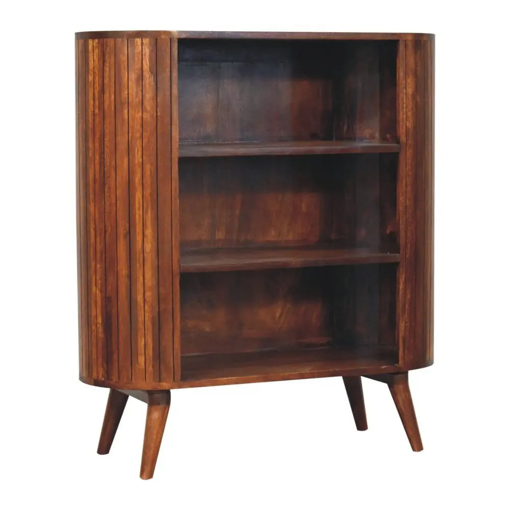 39" Chestnut Solid Wood Three Tier Bookcase - NOBLE HOME INTERIORS