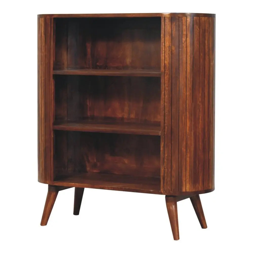 39" Chestnut Solid Wood Three Tier Bookcase - NOBLE HOME INTERIORS