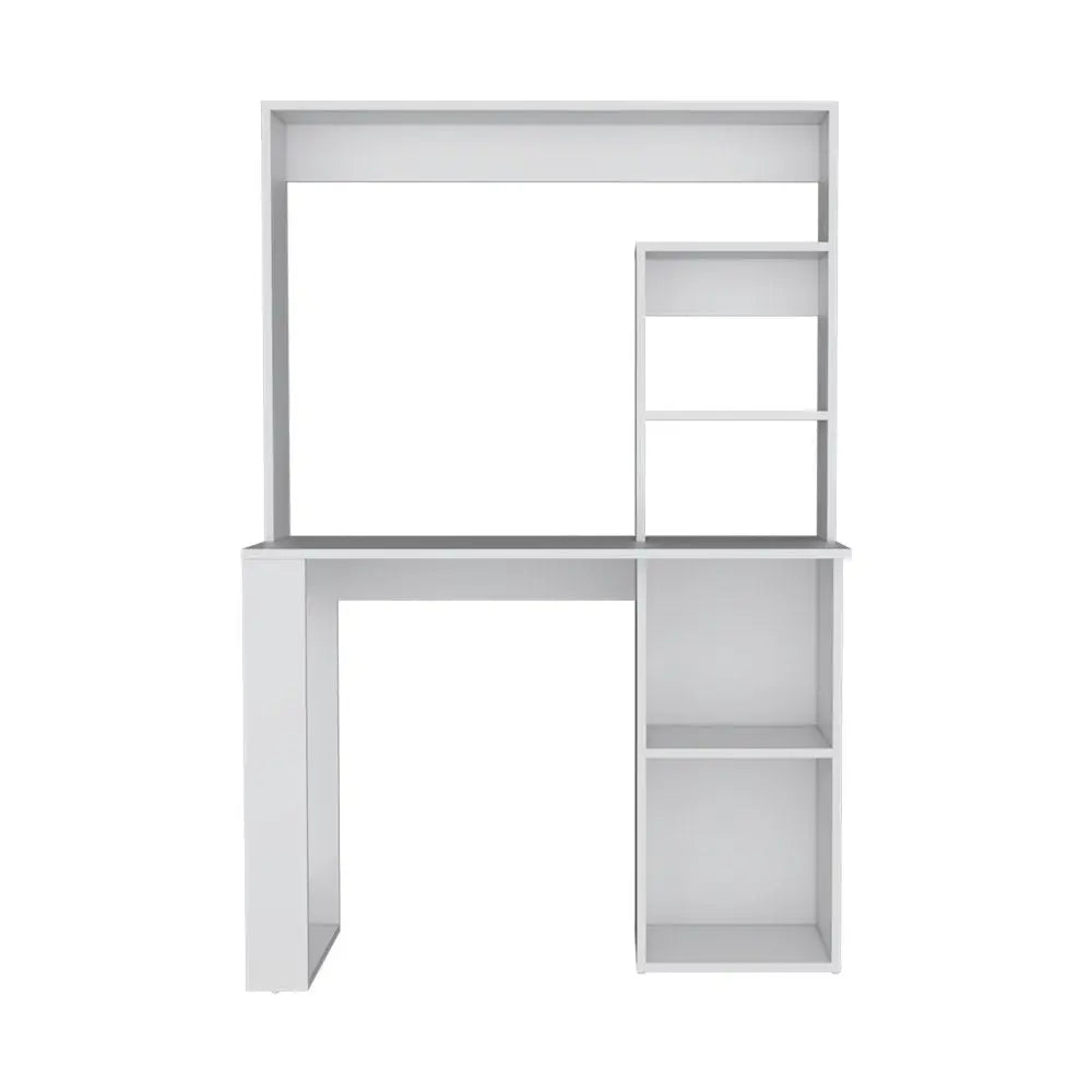 39" White Wood Computer Desk With Hutch - NOBLE HOME INTERIORS