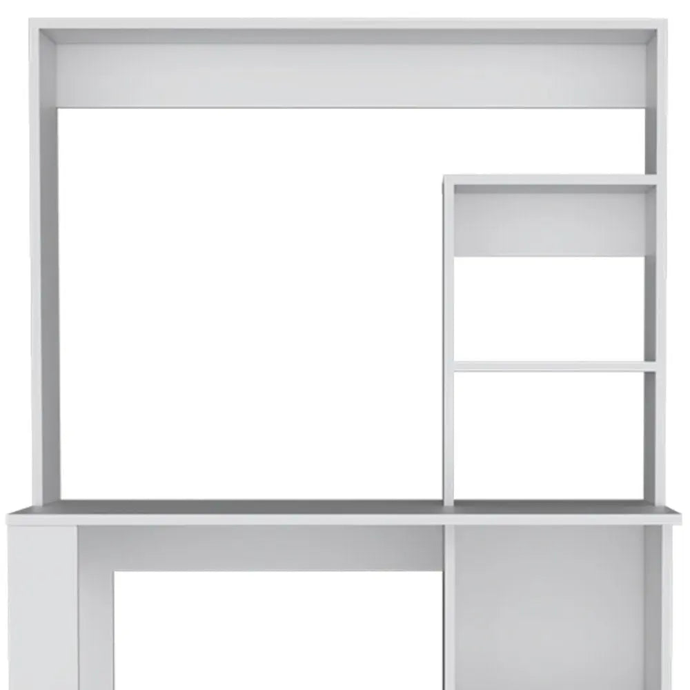 39" White Wood Computer Desk With Hutch - NOBLE HOME INTERIORS
