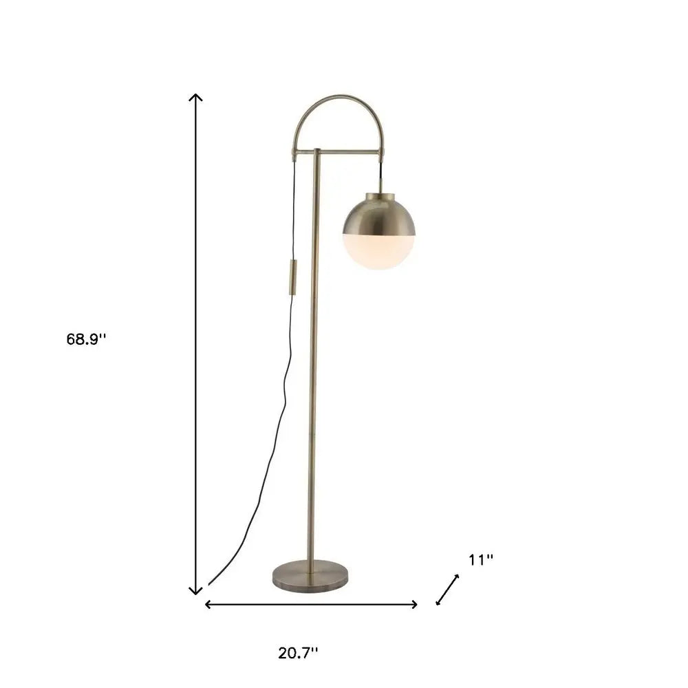 69" Bronze Steel Floor Lamp With Bronze Steel Globe Shade HomeRoots