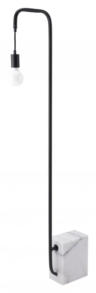59" Black And White Marble And Steel LED Floor Lamp HomeRoots