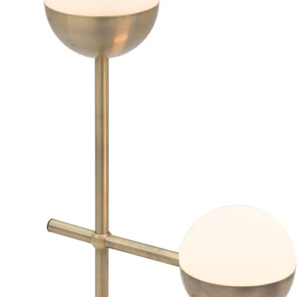 69" Brass Metal Bedside Table Lamp With Off White Globe Shade HomeRoots