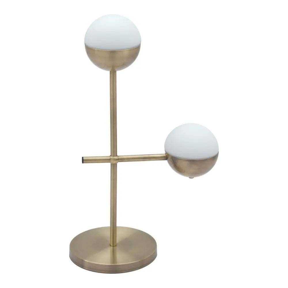 69" Brass Metal Bedside Table Lamp With Off White Globe Shade HomeRoots
