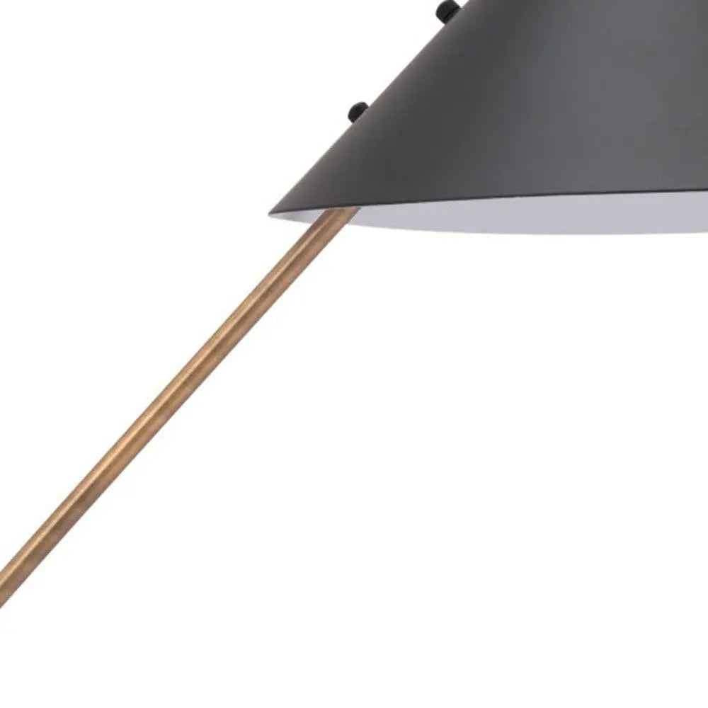 52" White Metal Bedside Table Lamp With Black Cone Shade HomeRoots