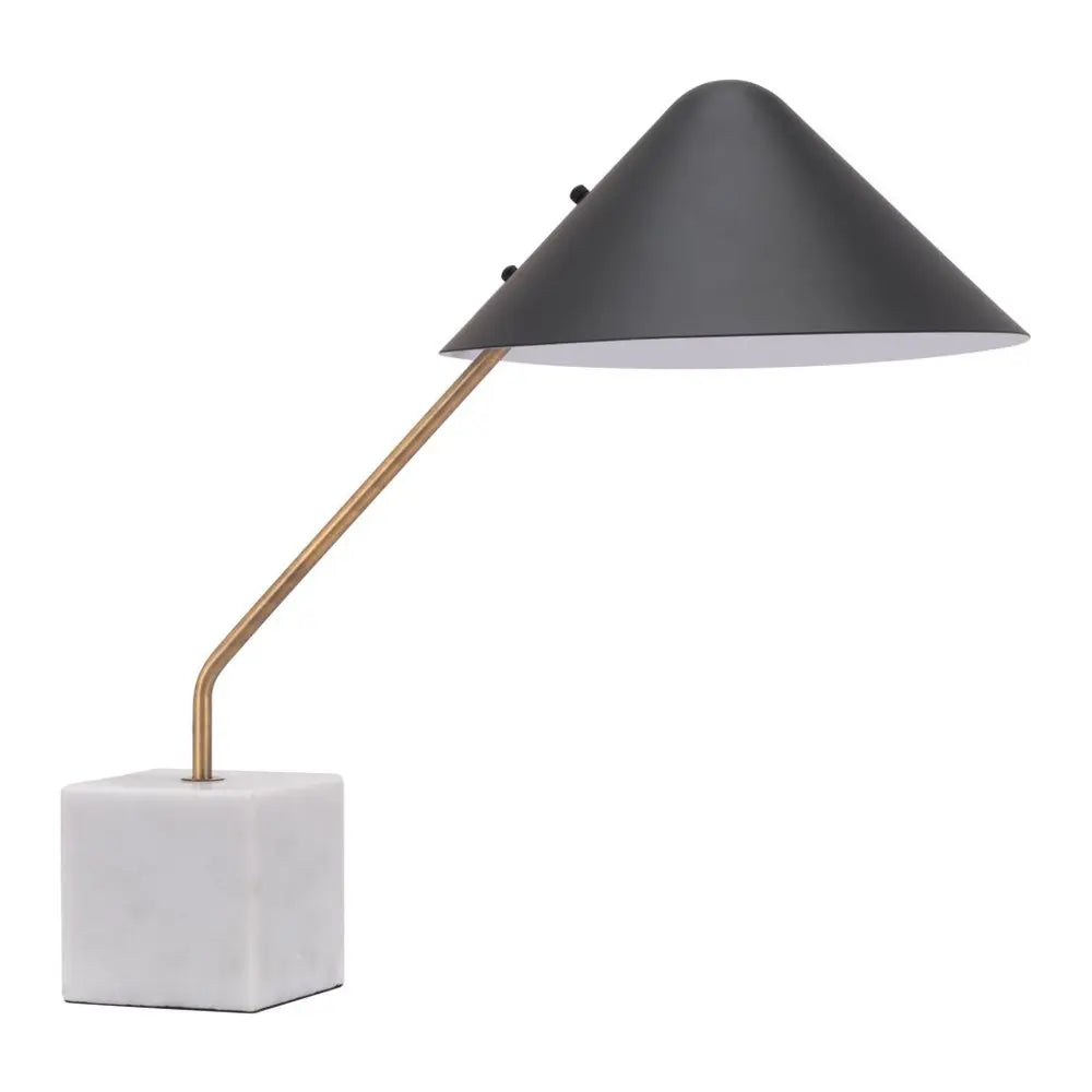 52" White Metal Bedside Table Lamp With Black Cone Shade HomeRoots