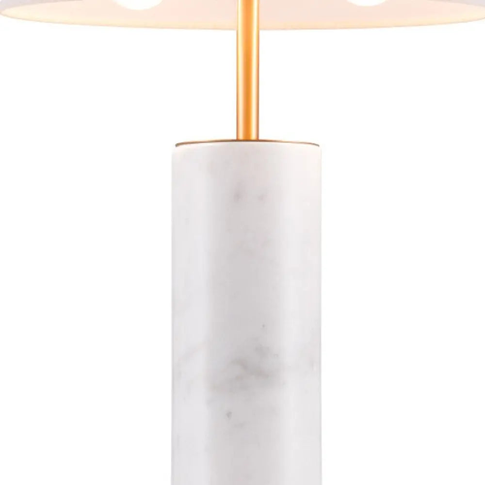 55" White Metal Bedside Table Lamp With Beige Empire Shade HomeRoots