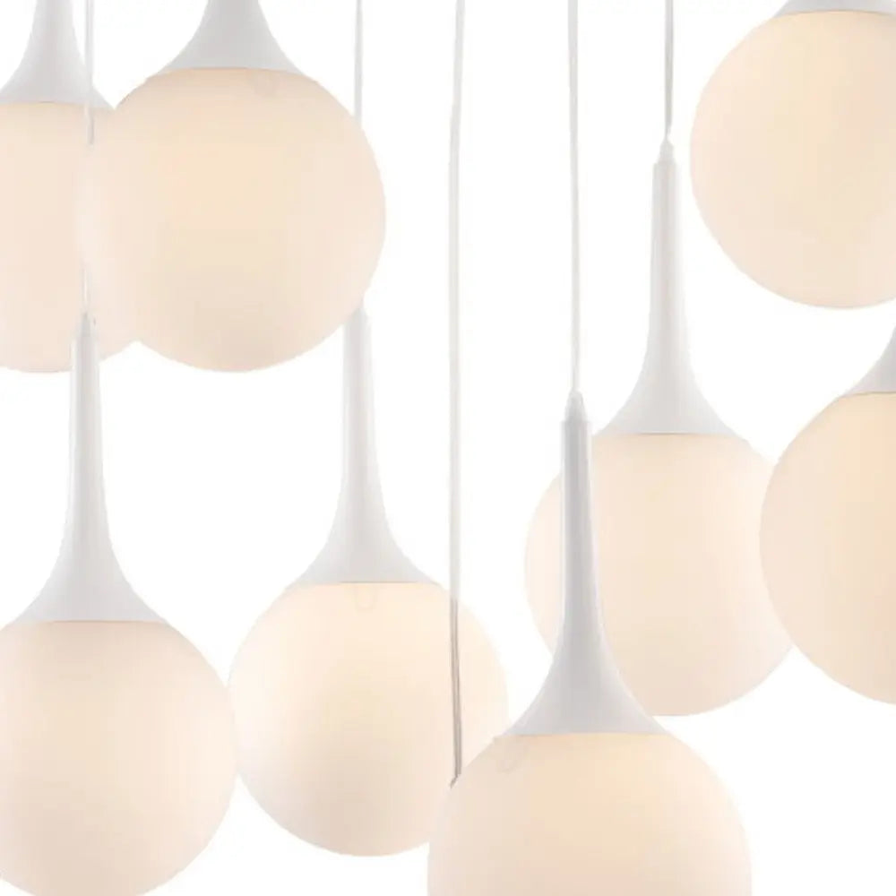 White Shaded Nine Light Metal Dimmable Ceiling Light HomeRoots