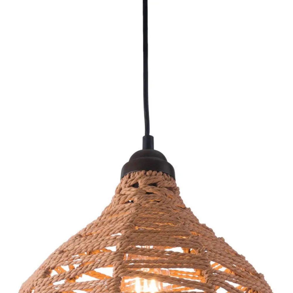 Natural Lantern Metal Dimmable Ceiling Light With Natural Shades HomeRoots