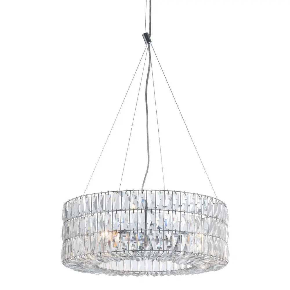 Silver Lantern Metal Chandelier With Silver Shades HomeRoots
