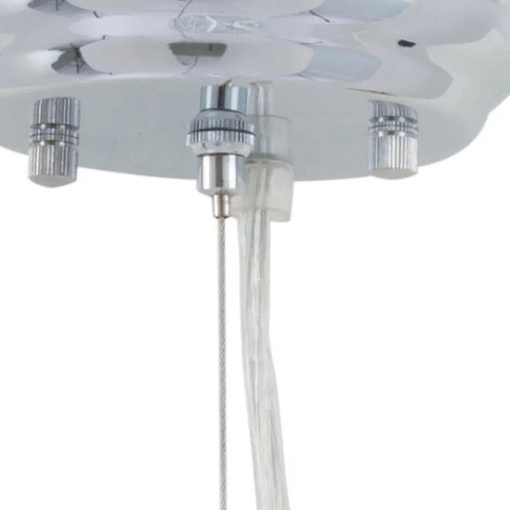 Silver Lantern Metal Chandelier With Silver Shades HomeRoots