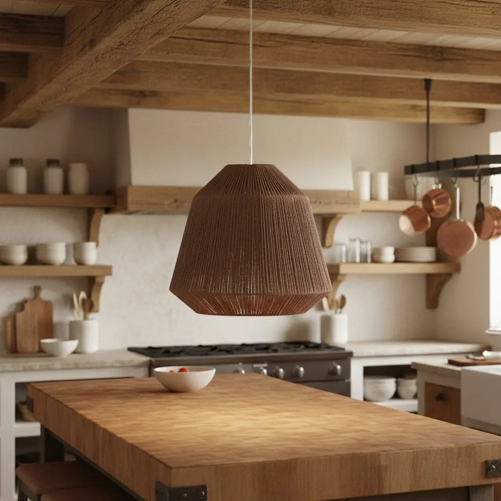 Brown Woven Paper String Hanging Pendent Lamp HomeRoots