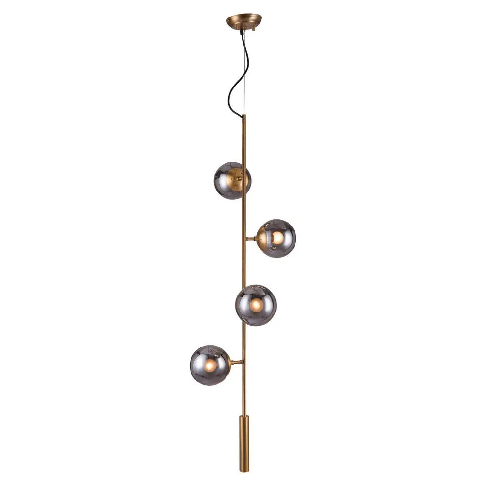 Gold Shaded Four Light Metal Dimmable Ceiling Light With Clear Shades HomeRoots