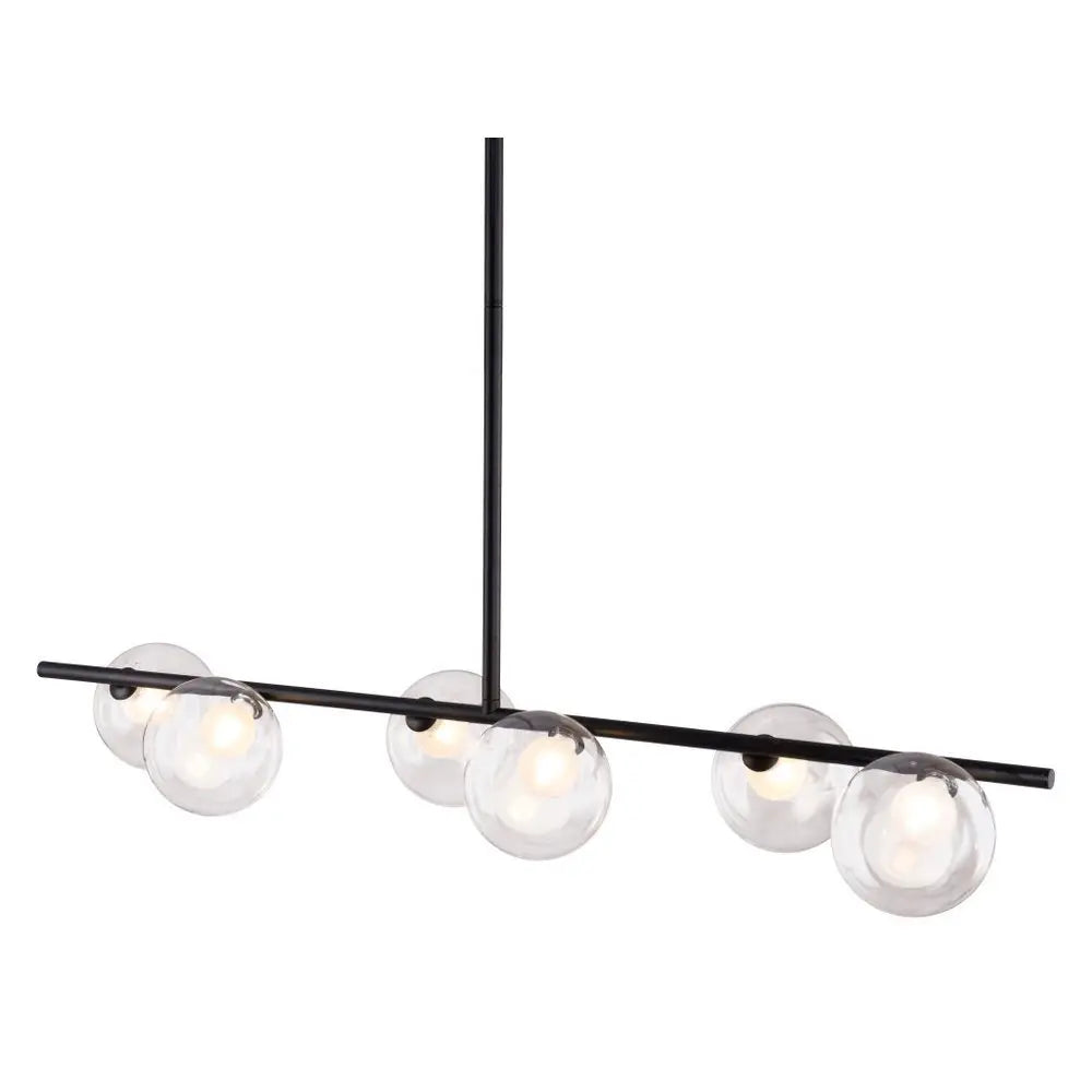 Black Kitchen Island Six Light Metal Ceiling Light HomeRoots