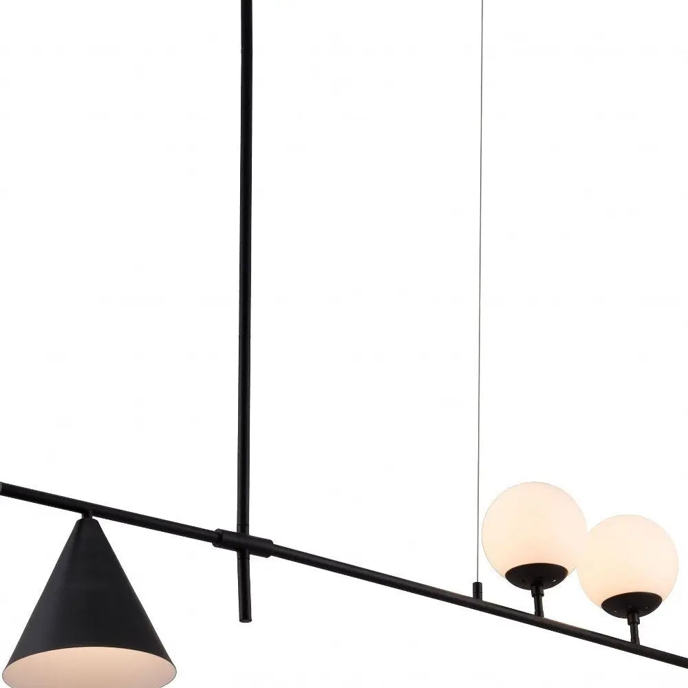 Black Kitchen Island Three Light Metal Chandelier With Black and White Shades HomeRoots