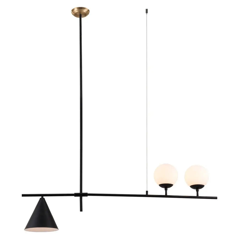 Black Kitchen Island Three Light Metal Chandelier With Black and White Shades HomeRoots
