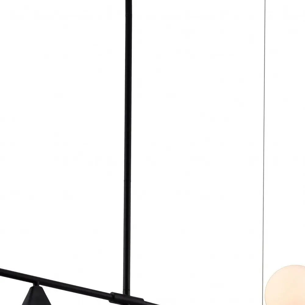 Black Kitchen Island Three Light Metal Chandelier With Black and White Shades HomeRoots