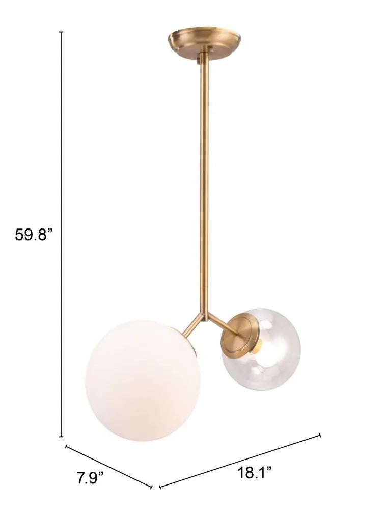 Gold Shaded Two Light Metal Dimmable Ceiling Light With White Shades HomeRoots