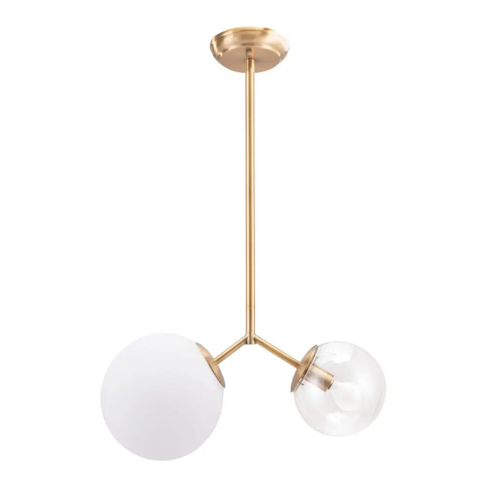 Gold Shaded Two Light Metal Dimmable Ceiling Light With White Shades HomeRoots