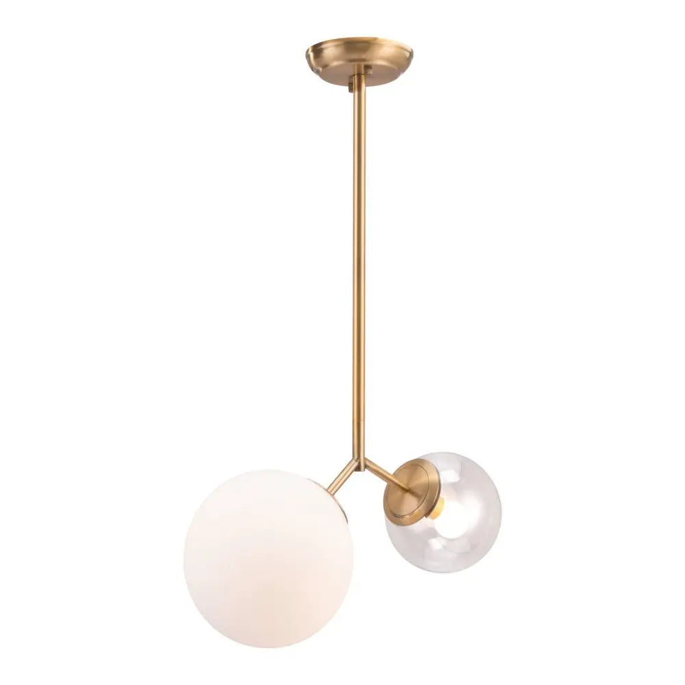 Gold Shaded Two Light Metal Dimmable Ceiling Light With White Shades HomeRoots