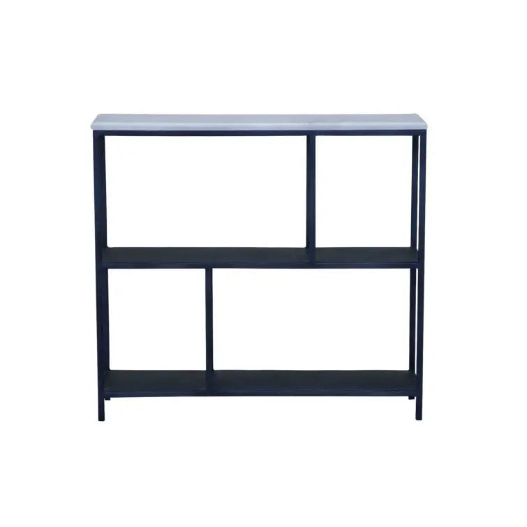 30" Black and White Iron Three Tier Geometric Bookcase HomeRoots