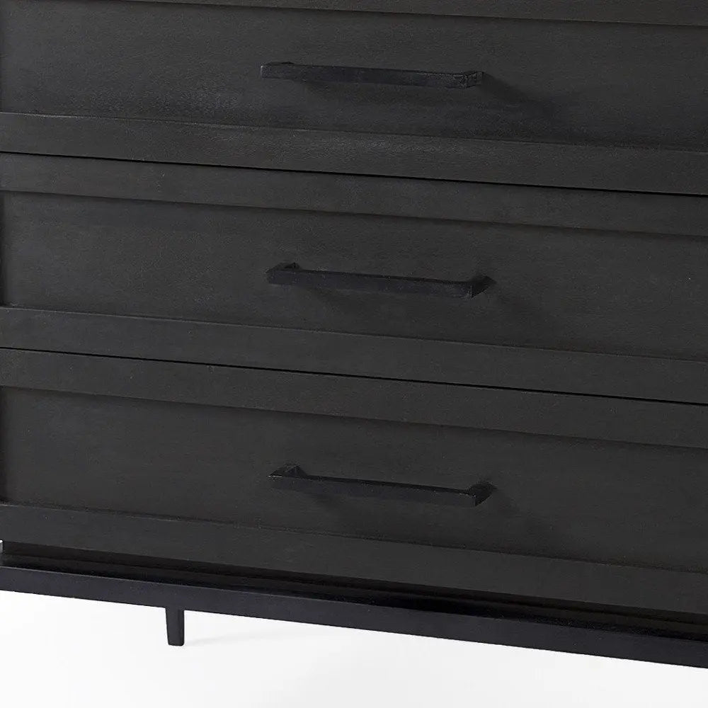 36" Black And White Solid Wood And Marble Three Drawer Dresser HomeRoots