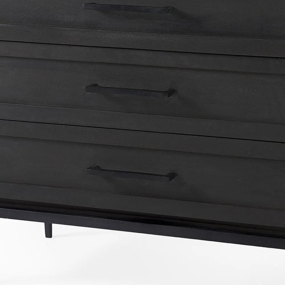 36" Black And White Solid Wood And Marble Three Drawer Dresser HomeRoots