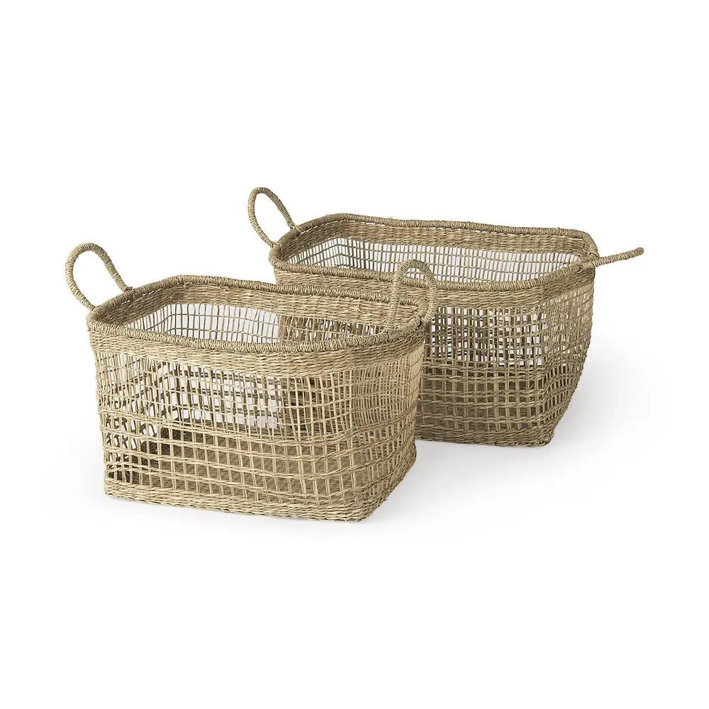 Set of Two Brown Wicker Basket HomeRoots