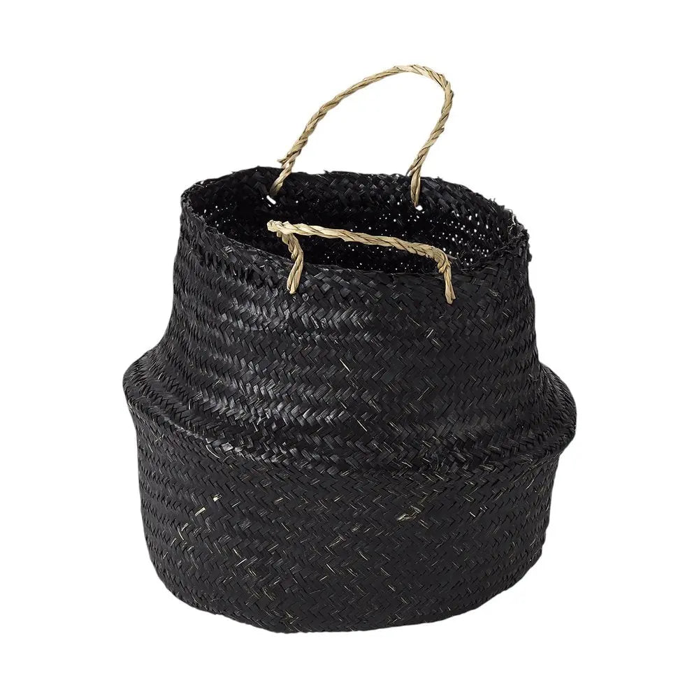Set of Three Black Wicker Basket HomeRoots