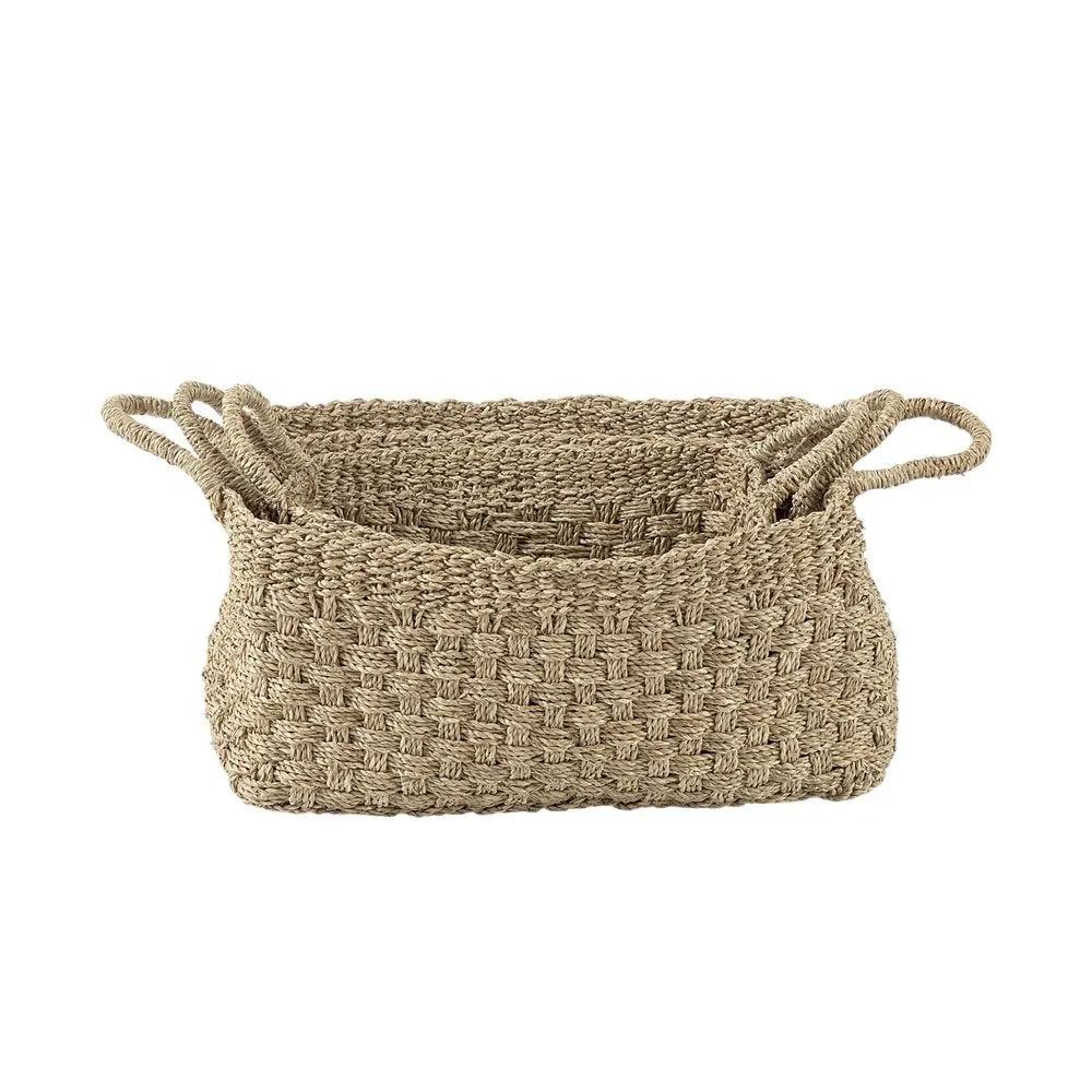 Set of Three Natural Wicker Basket HomeRoots