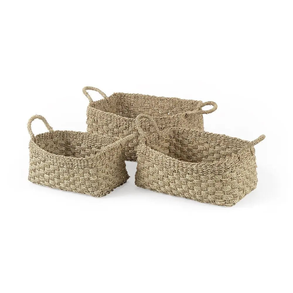 Set of Three Natural Wicker Basket HomeRoots