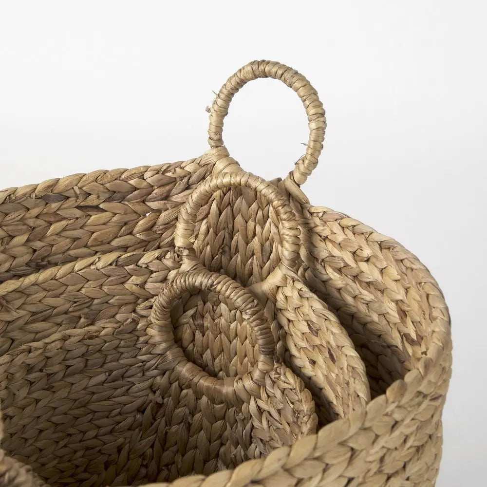 Set of Three Brown Wicker Basket HomeRoots