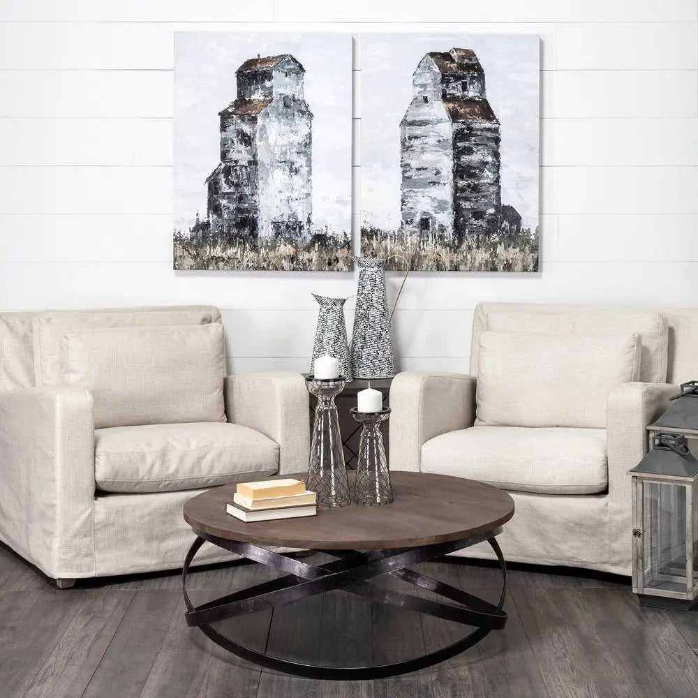 14" Black And White Abstract Cylinder Metal Jug Vase HomeRoots