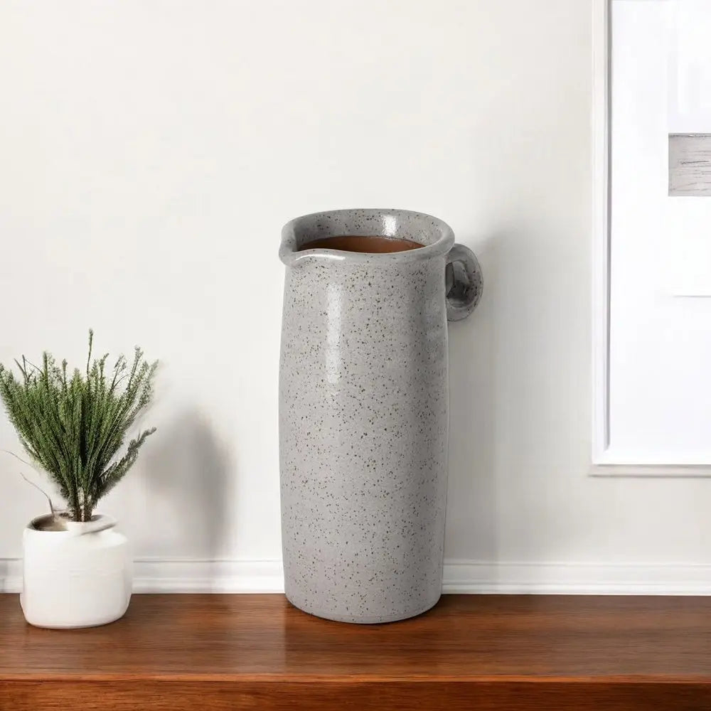 9" Gray Cylinder Ceramic Urns Jars HomeRoots