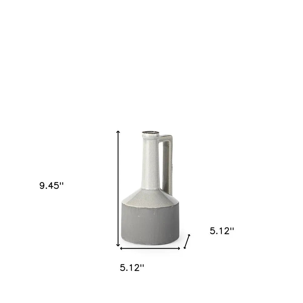 9" Gray And White Cylinder Ceramic Urns Jars HomeRoots