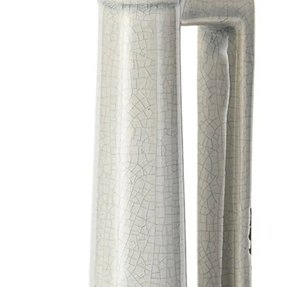 13" Gray And White Cylinder Ceramic Urns Jars HomeRoots