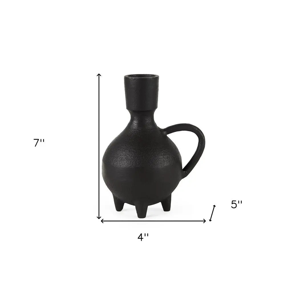 7" Black Ceramic Round Jug Vase HomeRoots