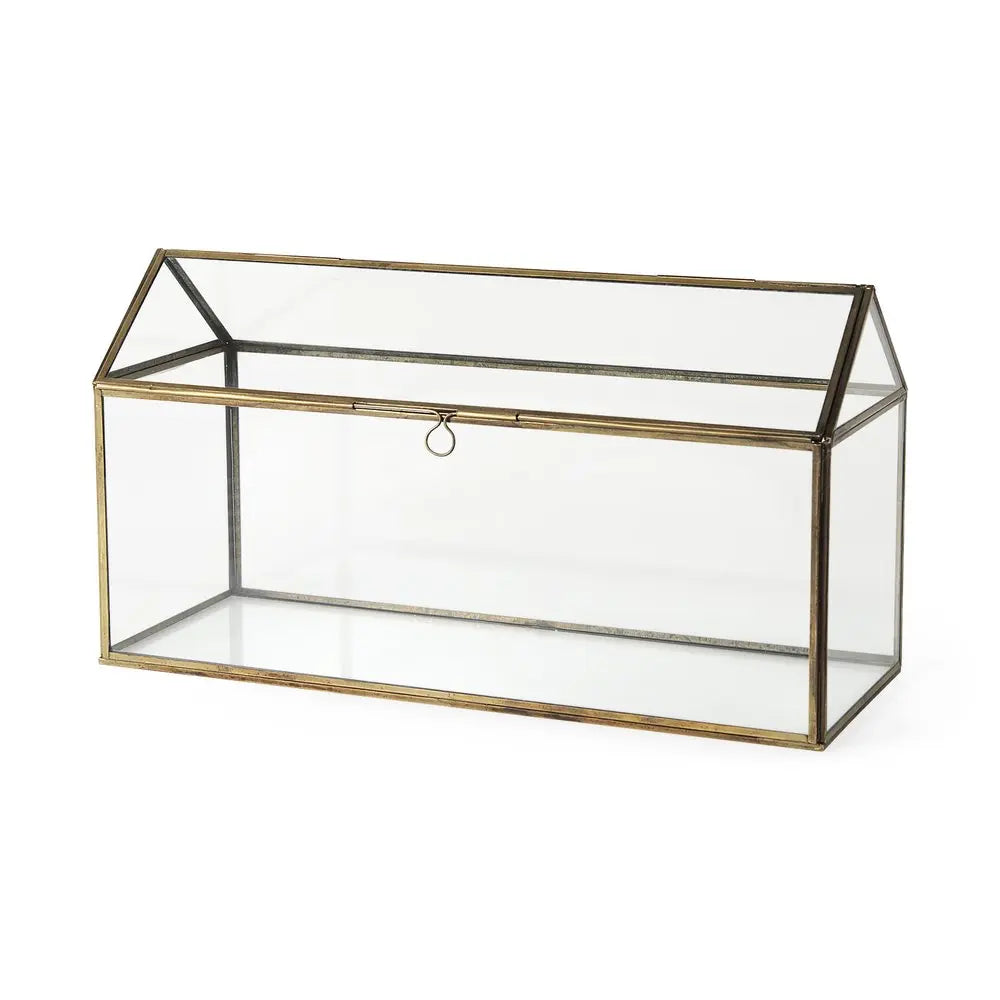 6" Clear And Gold Glass And Metal Box HomeRoots