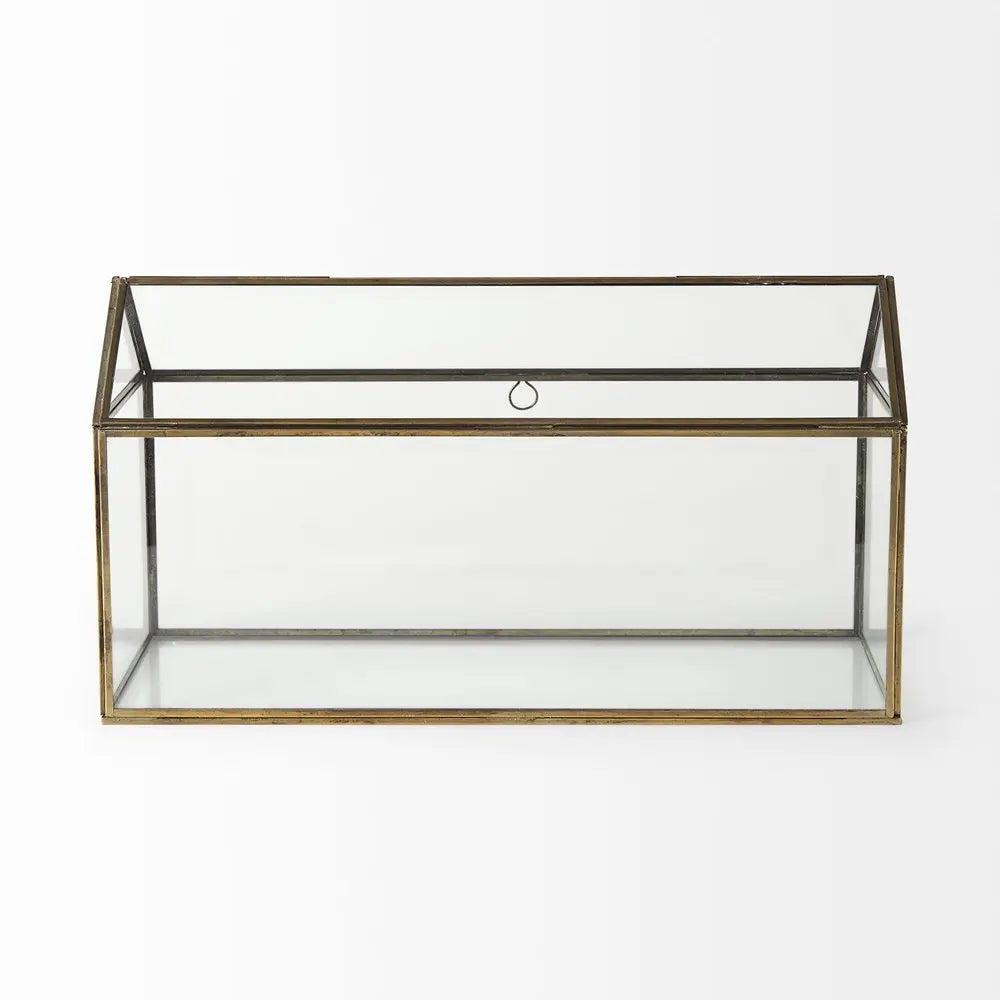 6" Clear And Gold Glass And Metal Box HomeRoots