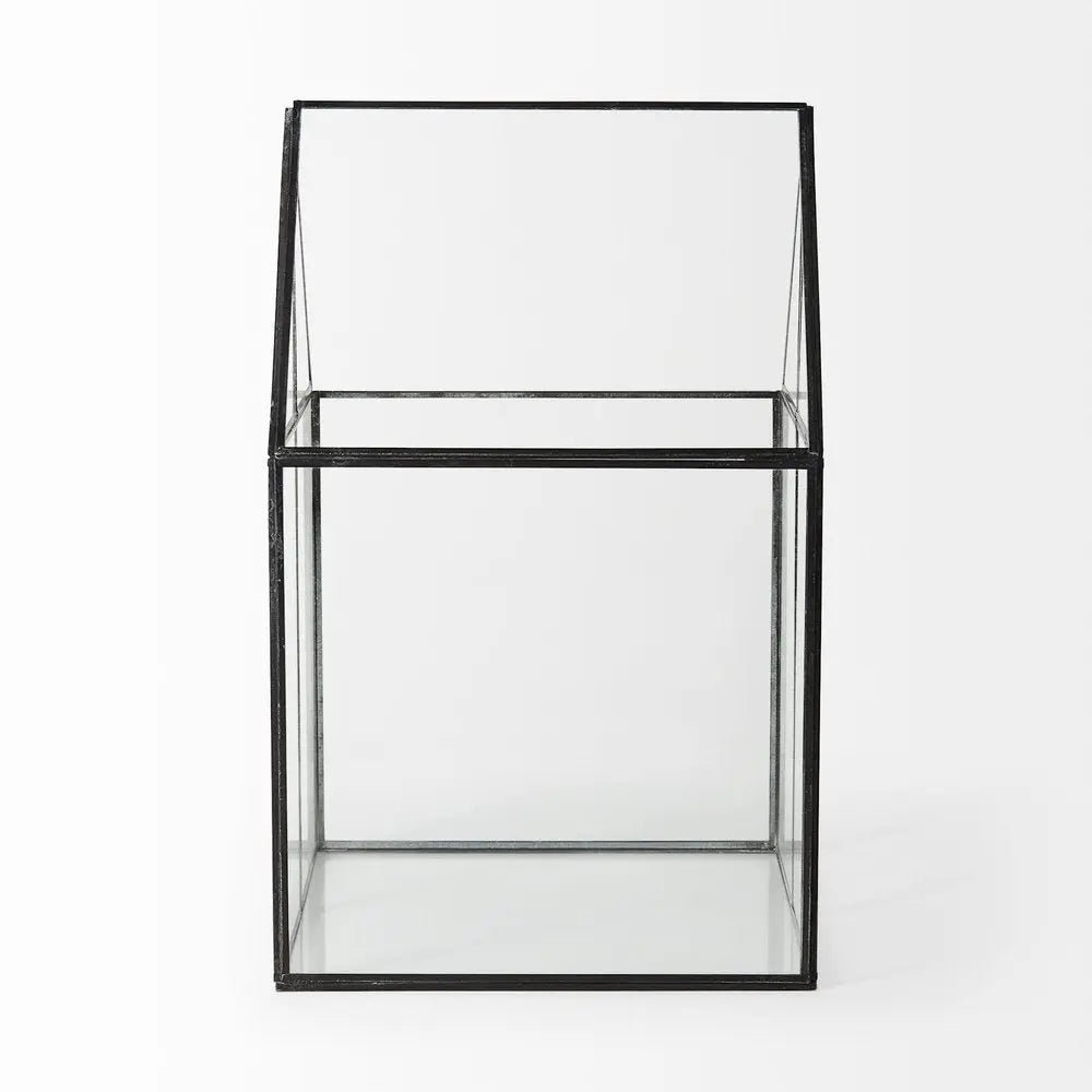 10" Black And Clear Glass And Metal Box HomeRoots