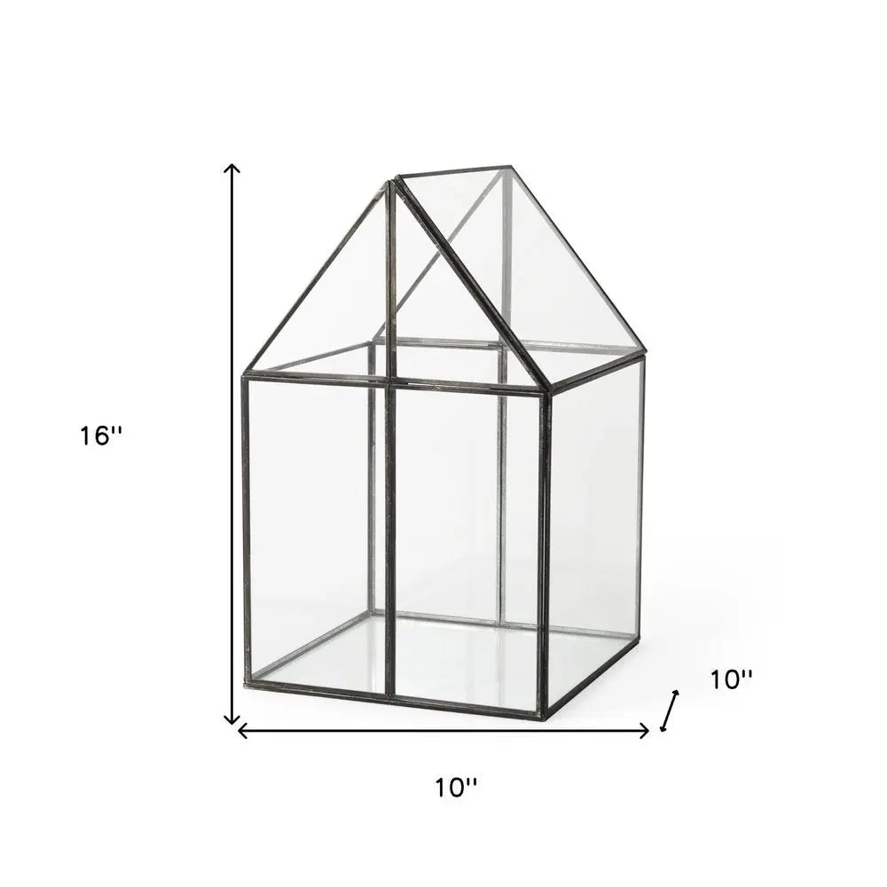 10" Black And Clear Glass And Metal Box HomeRoots