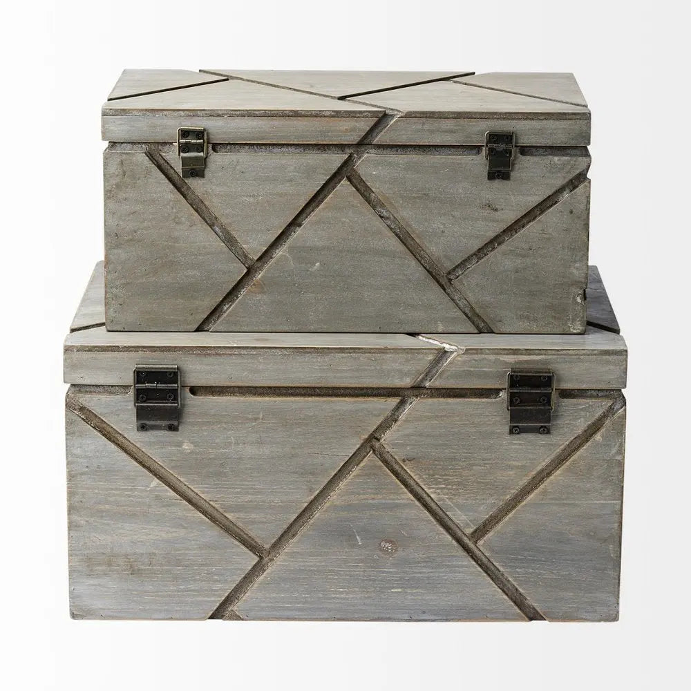 11" Gray Solid Wood Box With Lid HomeRoots