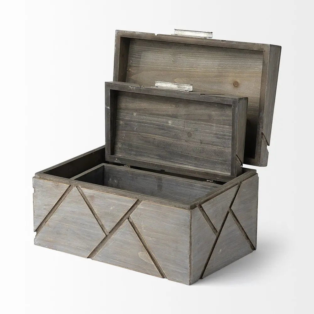 11" Gray Solid Wood Box With Lid HomeRoots