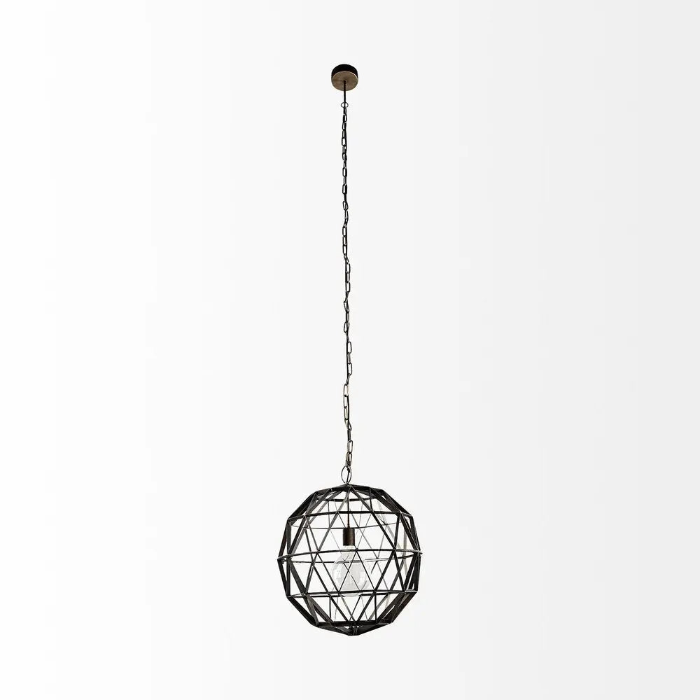 Black Metal Geometric Globe Hanging Light HomeRoots