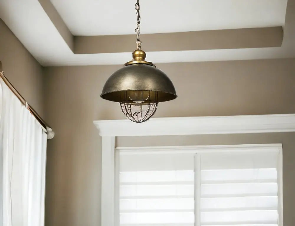 Rustic Gold Ton Metal Dome Hanging Light HomeRoots