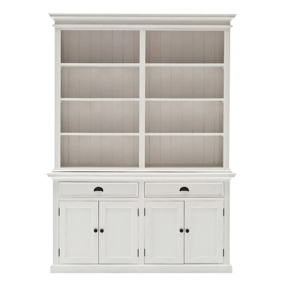 87" White Solid Wood Side Board with Hutch HomeRoots